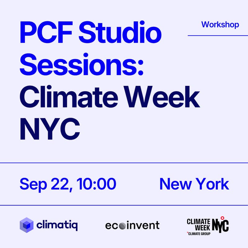Cover Image for Climate Week NYC | PCF Studio Sessions: Climatiq x ecoinvent (10:00)