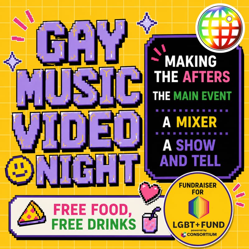Cover Image for The Pride Network Presents: Gay Music Video Night - Fundraiser Mixer
