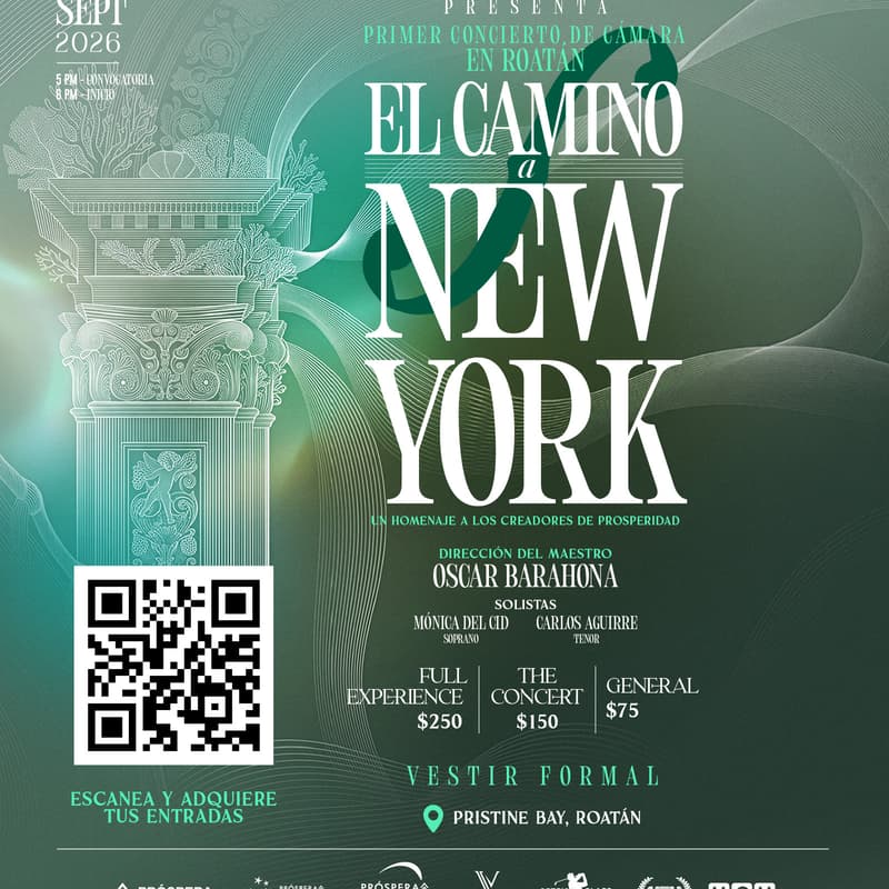 Cover Image for Concierto de la Orquesta Filarmónica en RoatánPresentan: Camino a Nueva York