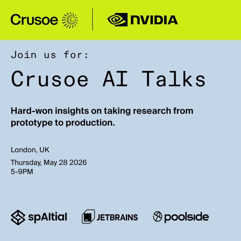 Cover Image for Crusoe AI Talks - Poolside, Jetbrains, Spaitial - Training and Tuning Models.