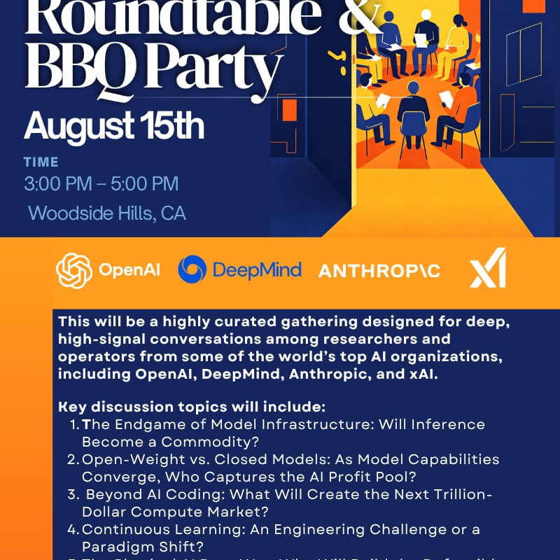 Cover Image for Top AI Researchers Roundtable & BBQ Party at a $50M Mansion
