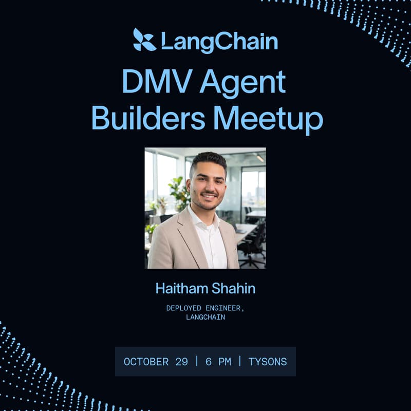 Cover Image for DMV Agent Builders Meetup hosted by LangChain