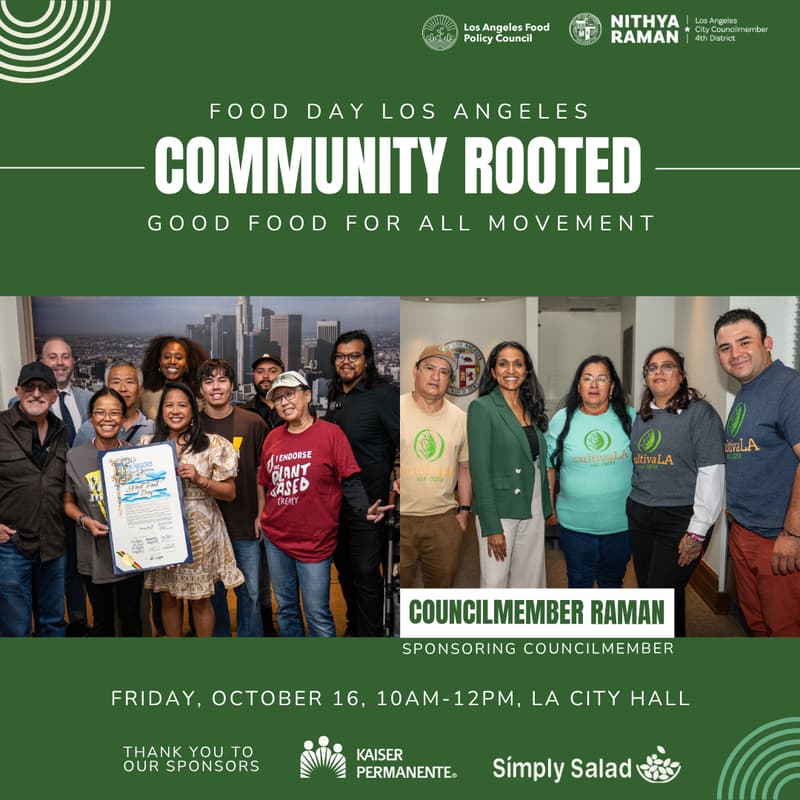 Cover Image for Food Day Resolution - Community Rooted: Good Food For All Movement