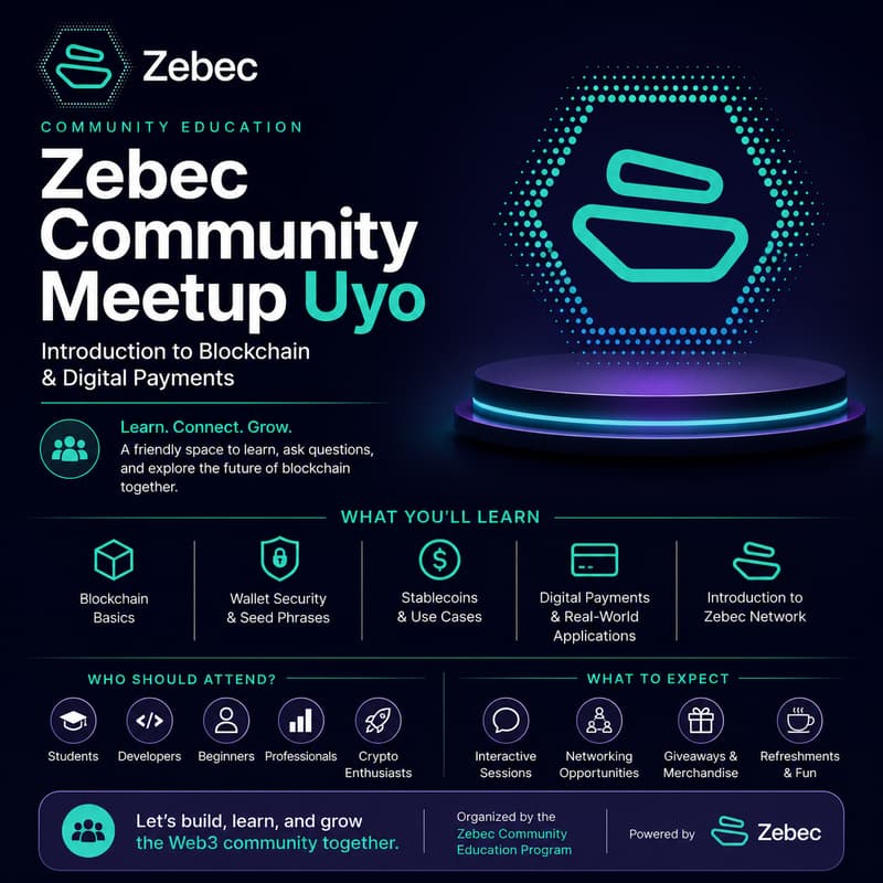 Cover Image for Zebec Community Meetup Uyo: Introduction to Blockchain & Digital Payments