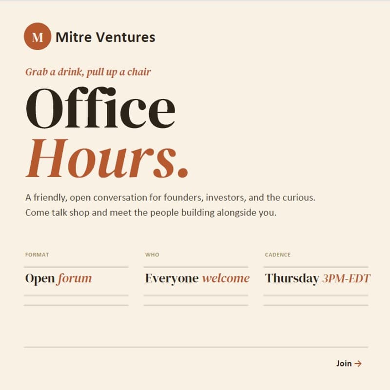 Cover Image for Mitre Ventures - Office Hours