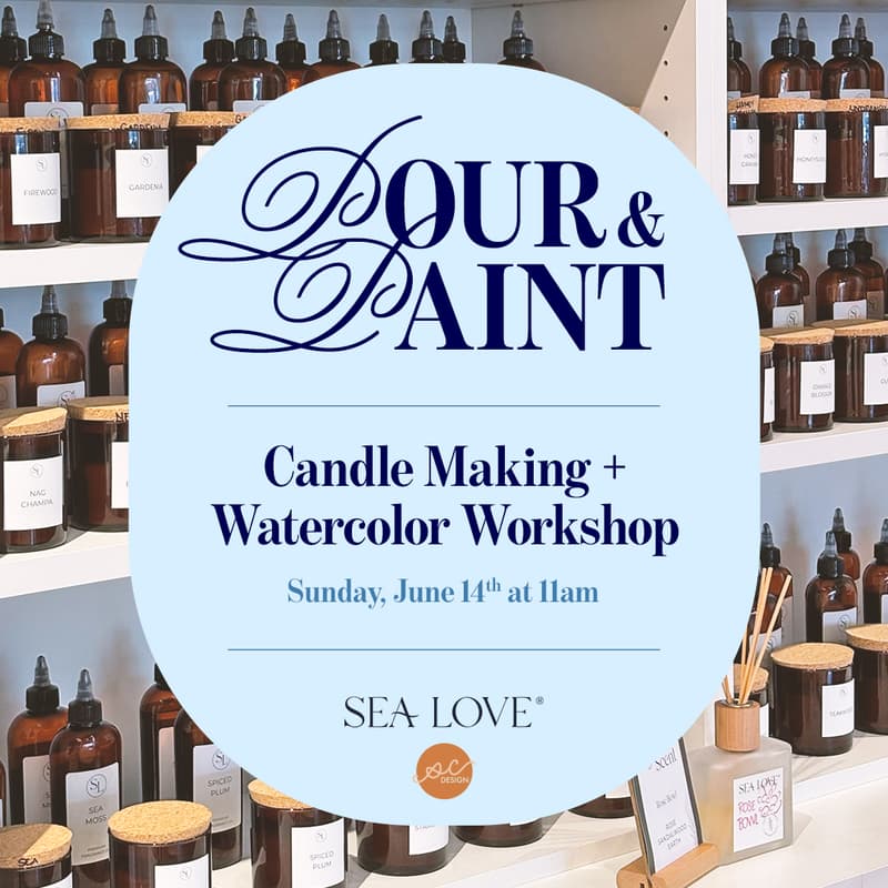 Cover Image for Pour & Paint: Candle Making + Watercolor Workshop with Sea Love