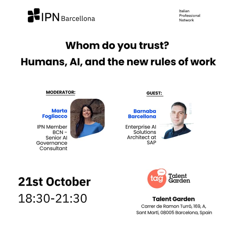 Cover Image for IPN Barcellona - Whom do you trust? Humans, AI, and the new rules of work