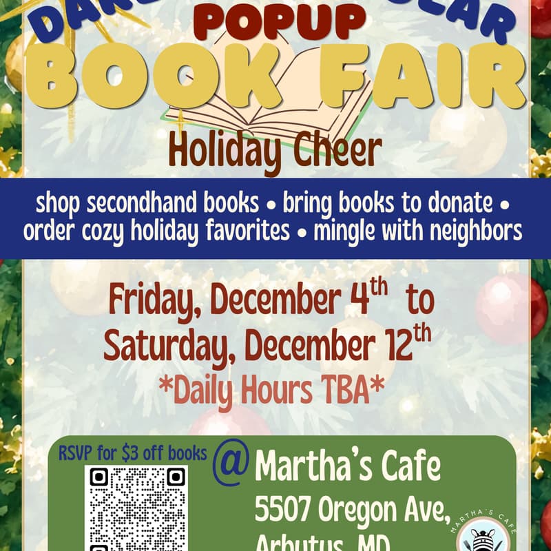 Cover Image for Holiday Cheer Book Fair & Market at Martha’s Cafe