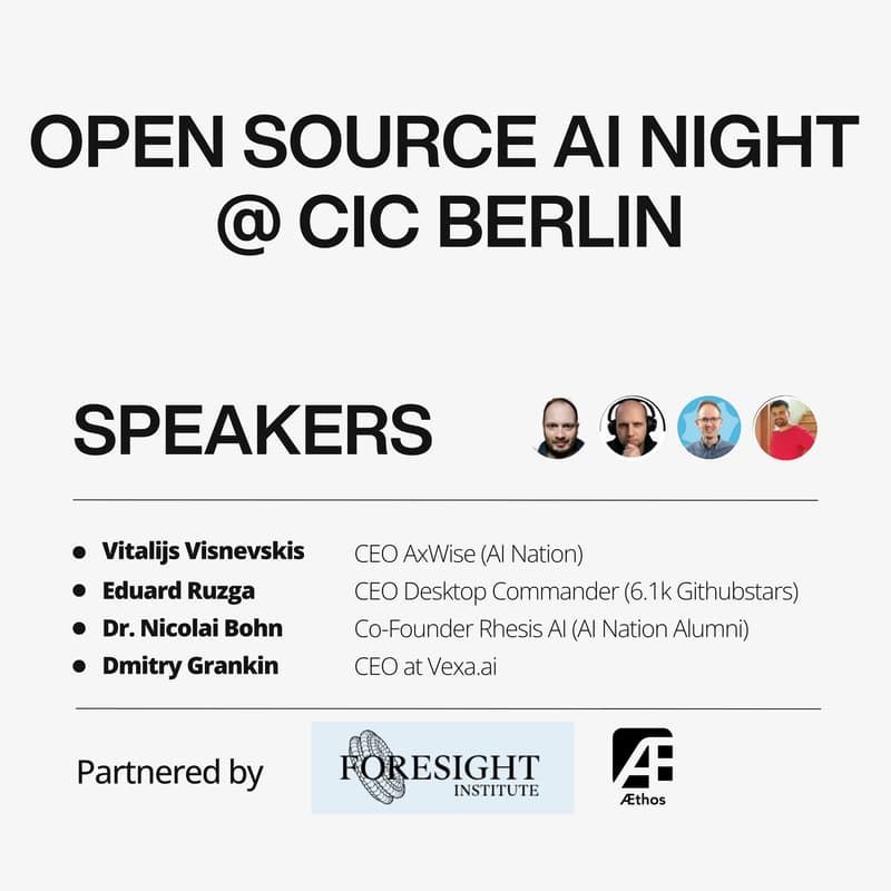 Cover Image for Open Source AI Night @ CIC Berlin Partnered by: Aethos & Foresight