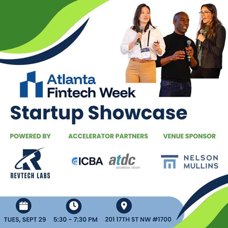 Cover Image for Fintech Startup Showcase for Atlanta Fintech Week Powered By RevTech Labs