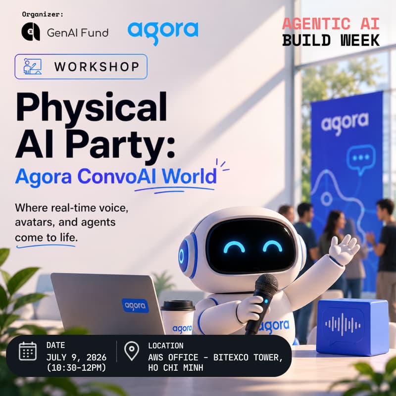 Cover Image for Physical AI Party: Build Voice Agents with Agora ConvoAI — Agentic AI Build Week Workshop