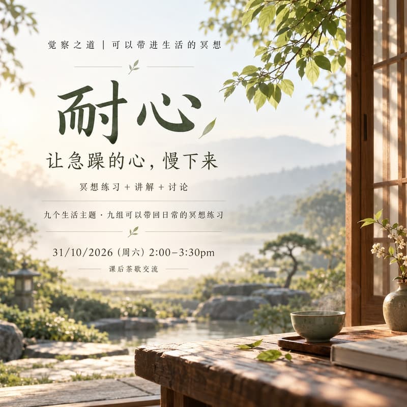 Cover Image for 🌿 觉察之道|生活冥想系列之【如何成为一个平和而有耐心的人?】