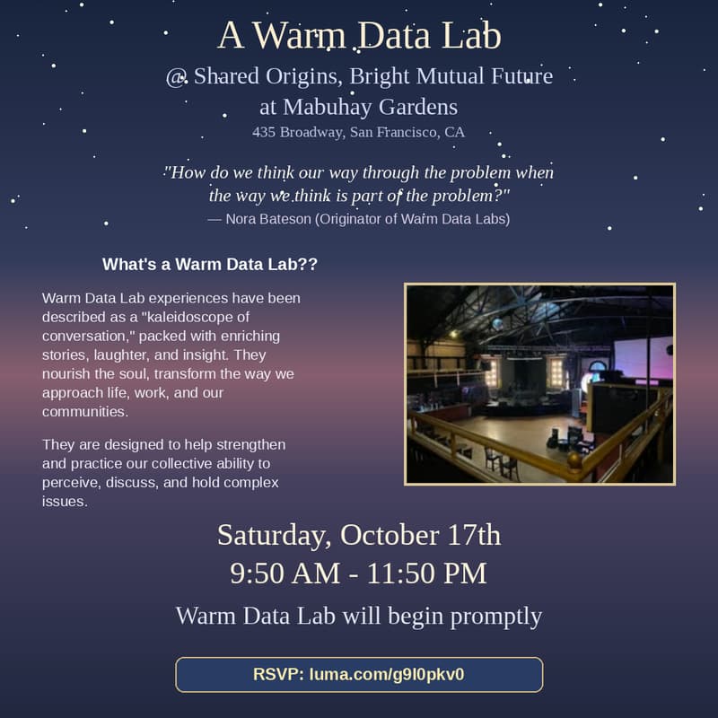 Cover Image for A Warm Data Lab @ Shared Origins, Bright Mutual Future at Mabuhay Gardens