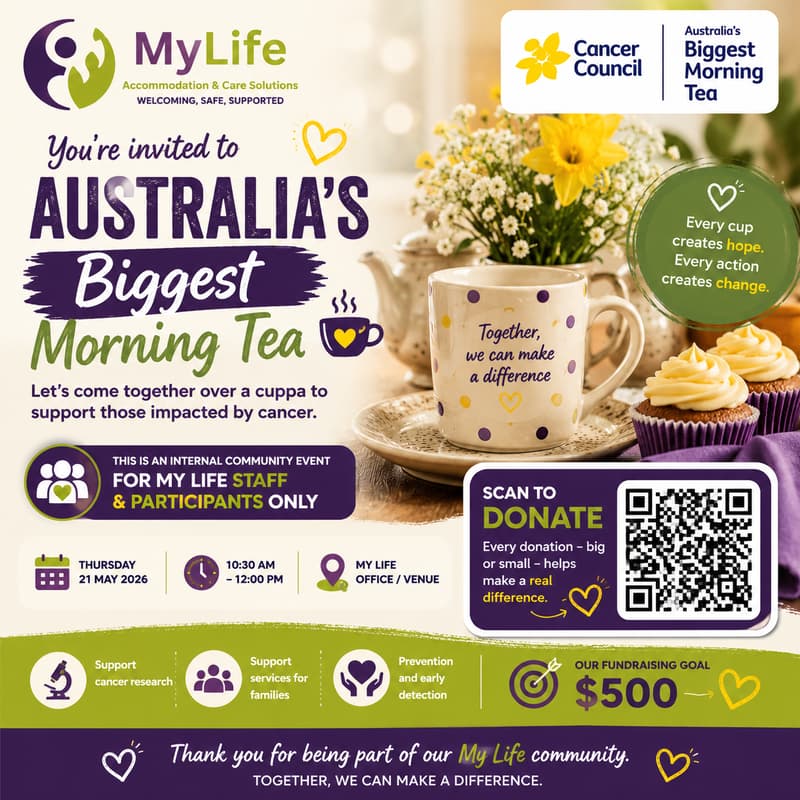Cover Image for Australia’s Biggest Morning Tea – My Life Accommodation & Care Solutions