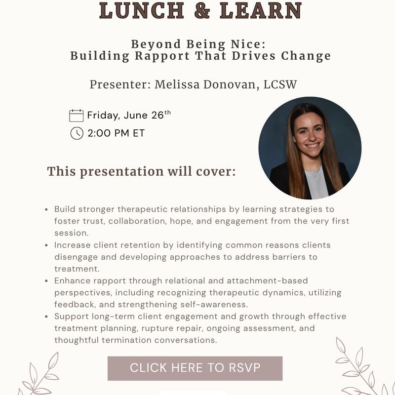 Cover Image for Behr Psychology Lunch & Learn with Melissa Donovan, LCSW