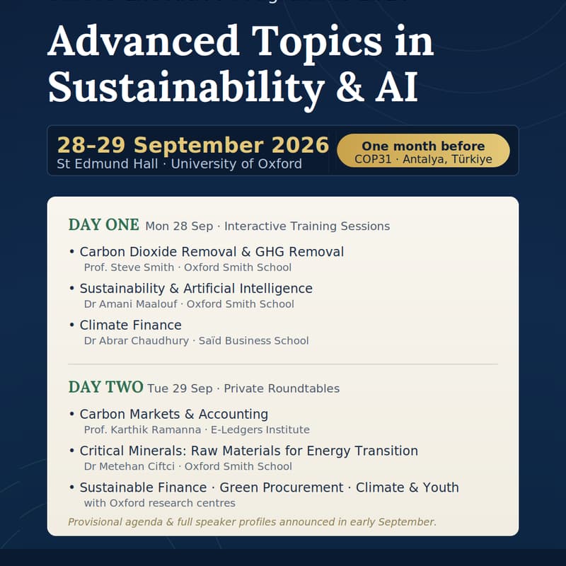 Cover Image for OCTD Oxford Executive Programme 2026 — Advanced Topics in Sustainability and AI