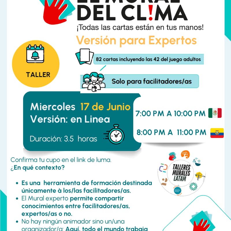 Cover Image for Taller del Mural del Clima Ver. Expertos, 🌎♻️ En el marco del Día Mundial del Medio Ambiente, ( Evento exclusivo de Muralistas del Clima )
