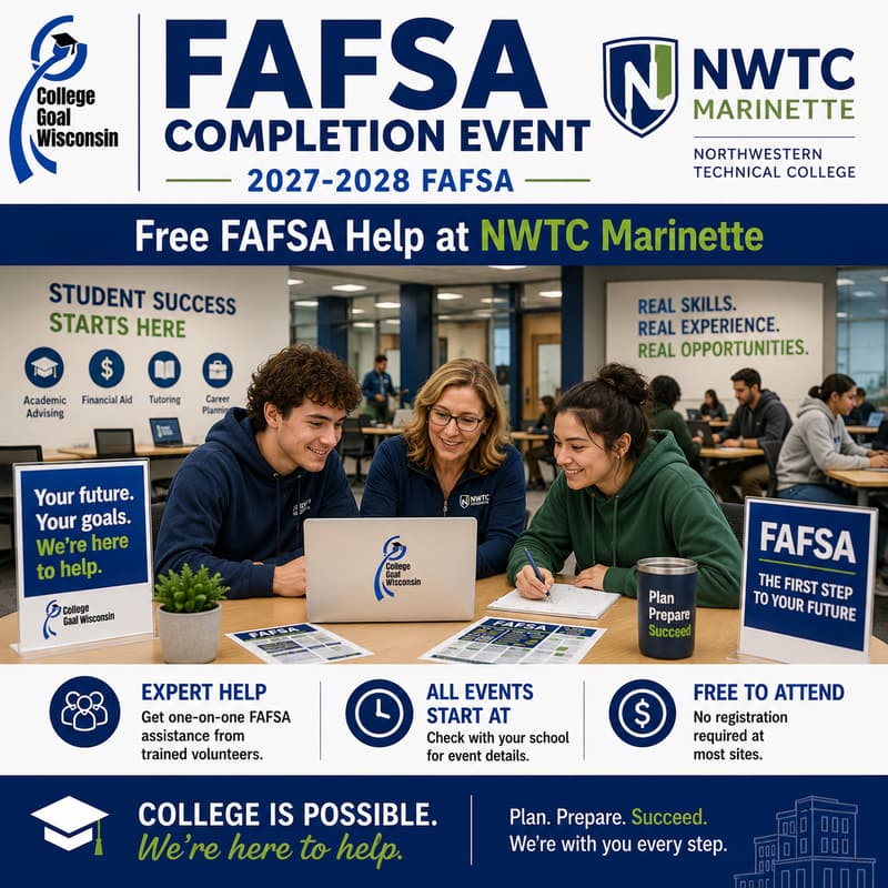 Cover Image for College Goal Wisconsin — Free FAFSA Help at NWTC Marinette
