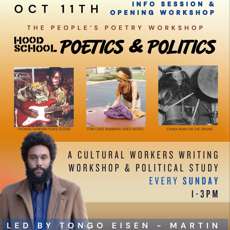 Cover Image for Poetics and Politics w/ Tongo Eisen- Martin ( Drop In)