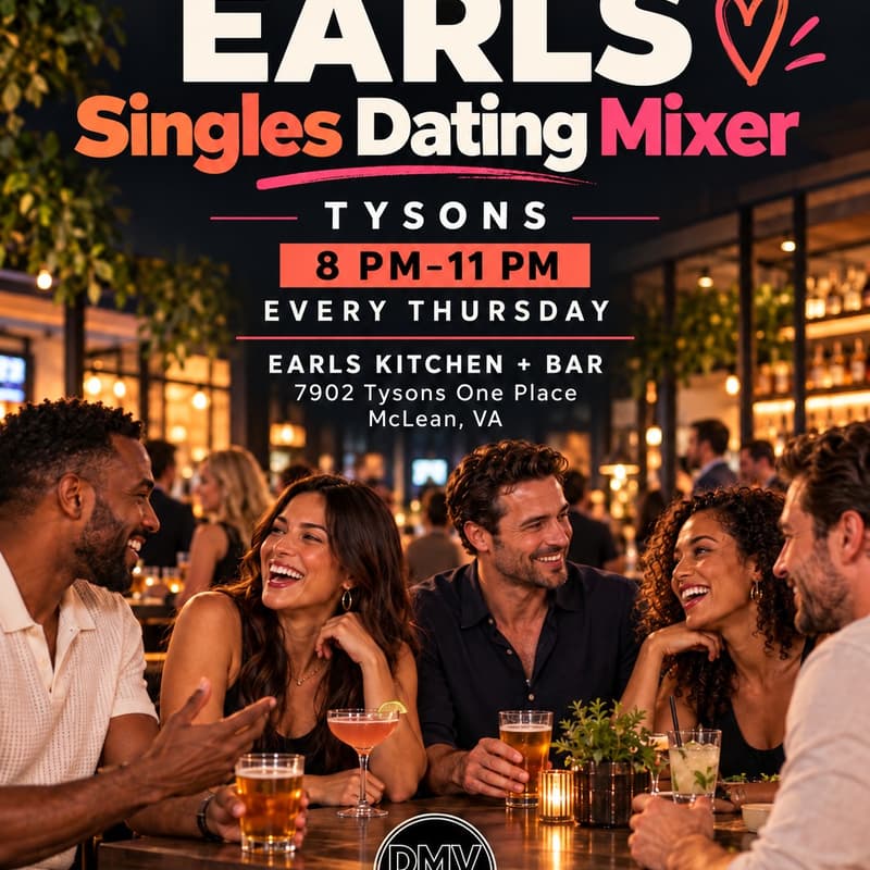 Cover Image for THURSDAY NIGHT SINGLES DATING MIXER AT EARLS TYSONS π