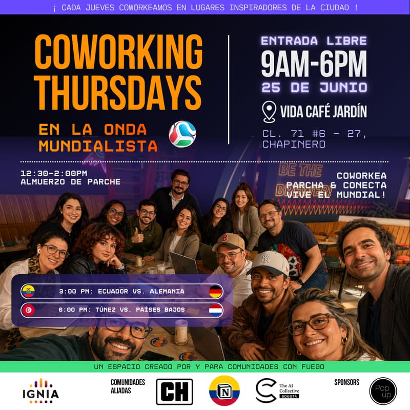 Cover Image for Coworking Thursdays Mundialista - 25 de Junio