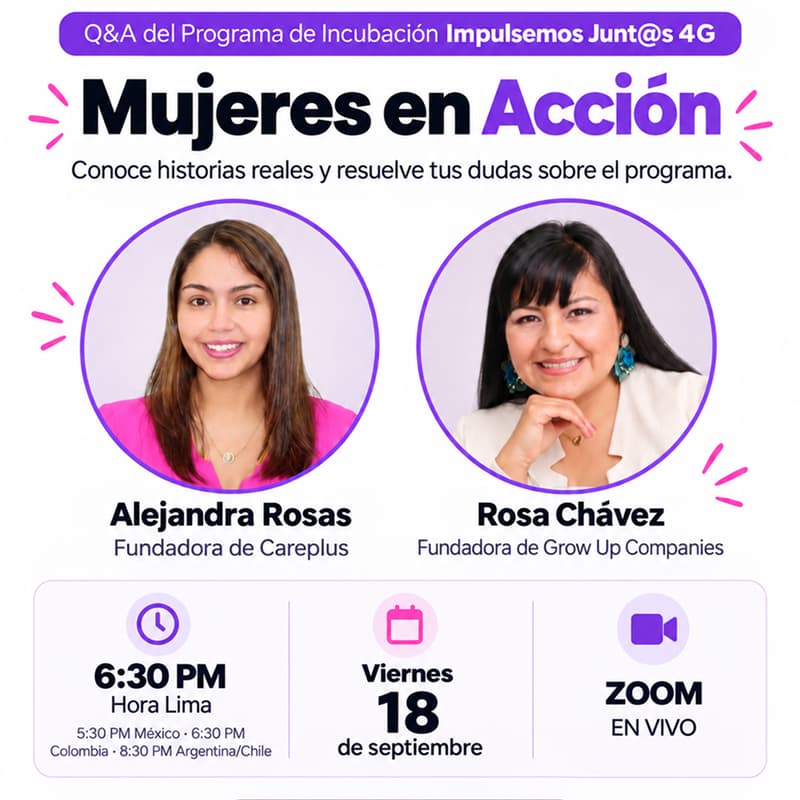 Cover Image for Mujeres en Acción | Historias reales + Q&A de Impulsemos Junt@s 4G🚀