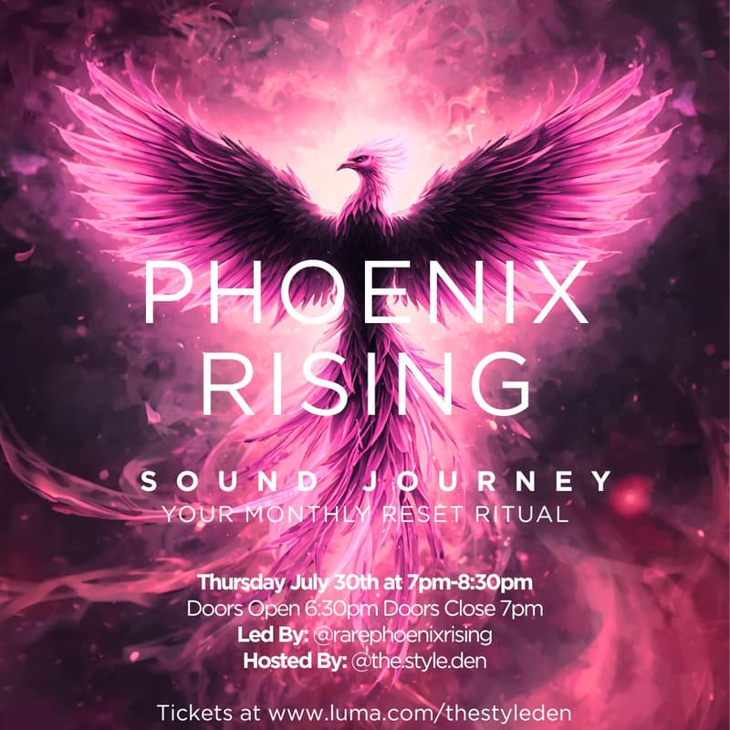 Cover Image for Phoenix Rising: Monthly Series July 30 7-8:30pm Doors Open 6:30pm ..... Doors Close 7pm