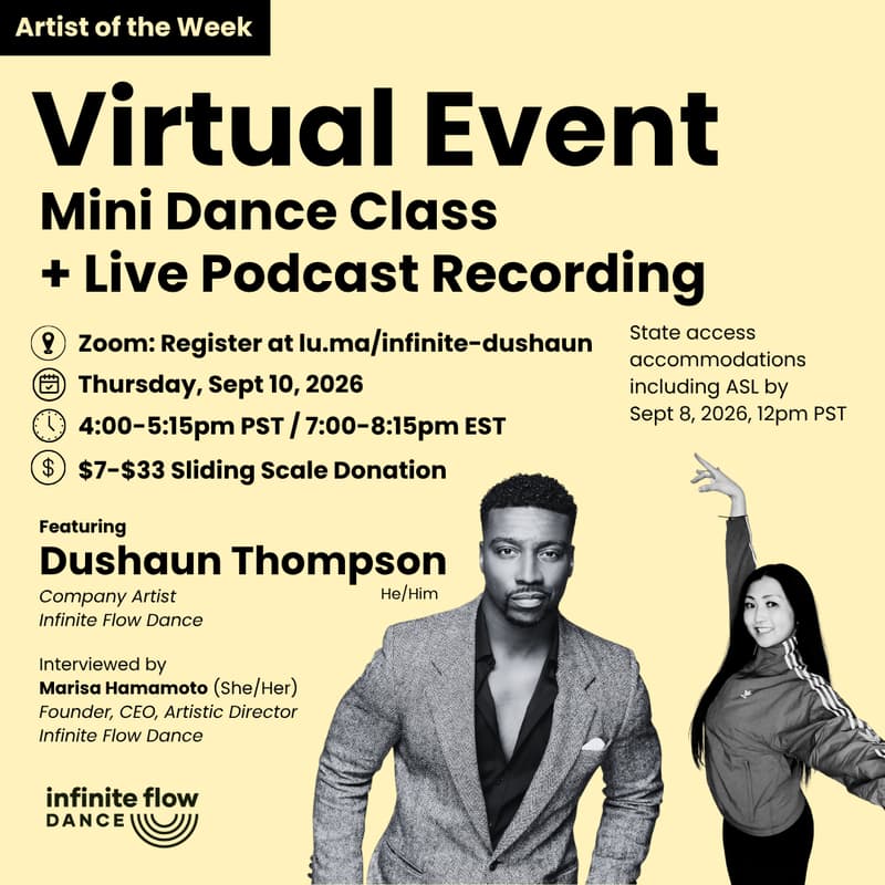 Cover Image for Virtual Event Featuring Dushaun Thompson - Mini Dance Class + Podcast Recording