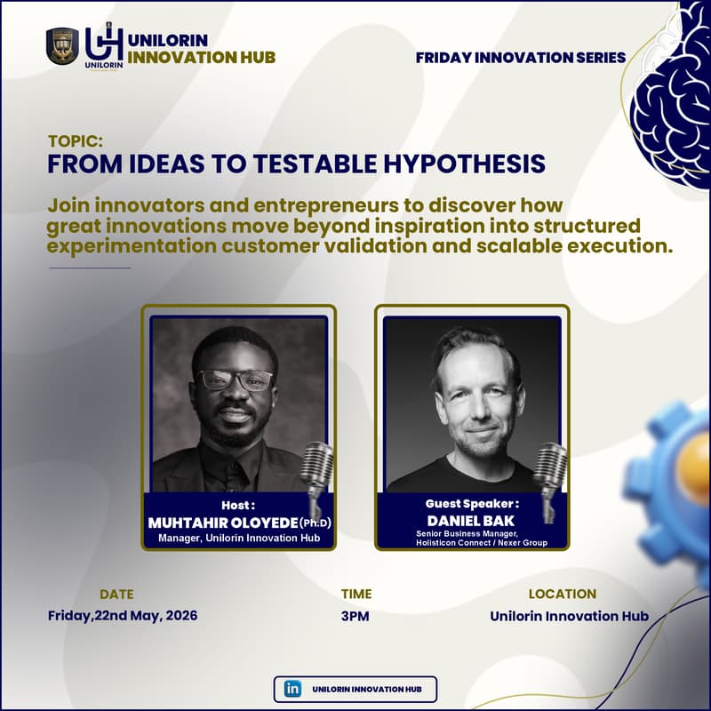 Cover Image for INNOVATION FRIDAY SERIES: FROM IDEAS TO TESTABLE HYPOTHESIS