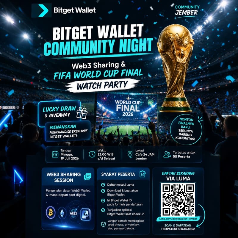 Cover Image for BITGET WALLET COMMUNITY NIGHT : Web3 Sharing & Nobar Final FIFA World Cup 2026