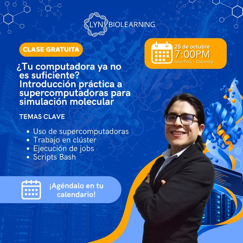 Cover Image for |💻 ¡Clase Gratuita Online! ¿Modelas proteínas, pero tu computadora limita tus simulaciones? Clase práctica para biólogos computacionales