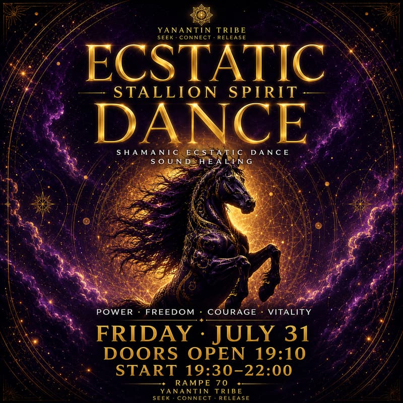 Cover Image for ECSTATIC DANCE PARTY ZÜRICH STALLION SPIRIT · SOUND HEALING · TRIBAL · WORLD MUSIC · BAREFOOT · MOVEMENT MEDICINE · DANCE MEDITATION