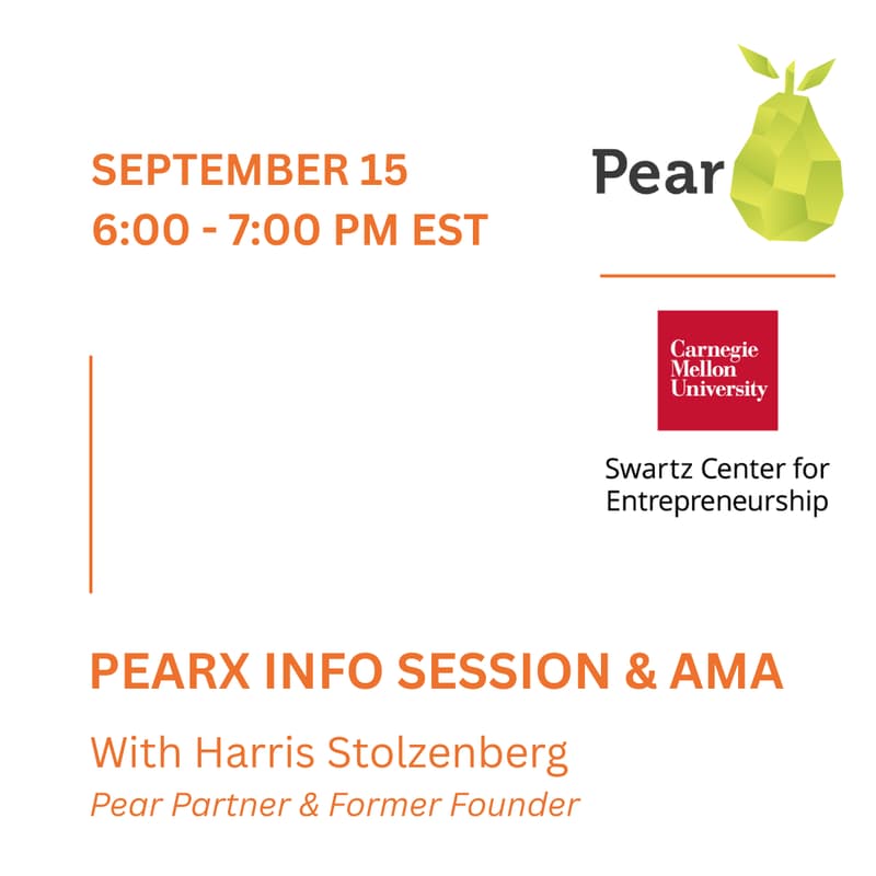 Cover Image for PearX Info Session & AMA with Harris Stolzenberg, Pear Partner & Former Founder