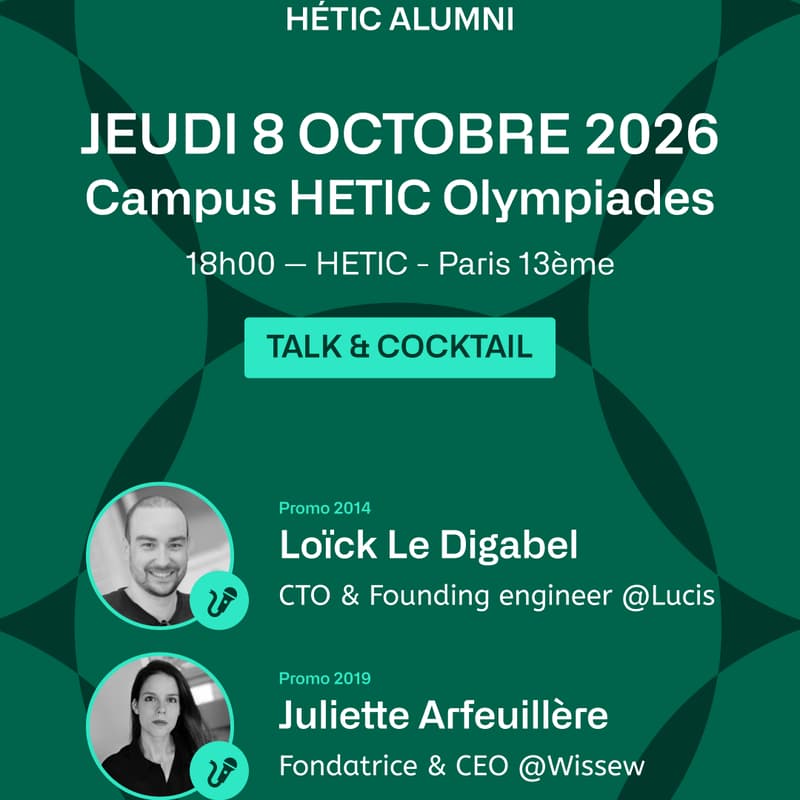 Cover Image for Soirée Alumni #4 - Campus HETIC Olympiades : talk & cocktail