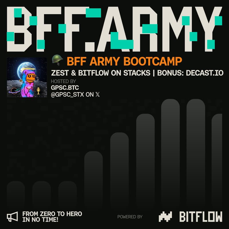 Cover Image for 🪖 BFF.ARMY Bootcamp: Exploring Zest on Stacks | Bonus alpha: Decast.io
