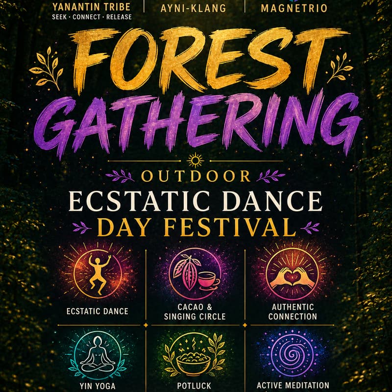 Cover Image for Full-Day Outdoor Ecstatic Dance Festival Party | Cacao Circle, Yoga & Connection