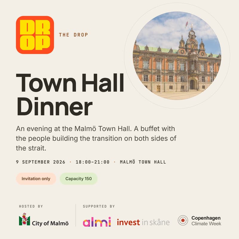 Cover Image for Town hall dinner (Malmö) | Hosted by The Drop, Copenhagen Climate Week & the City of Malmö