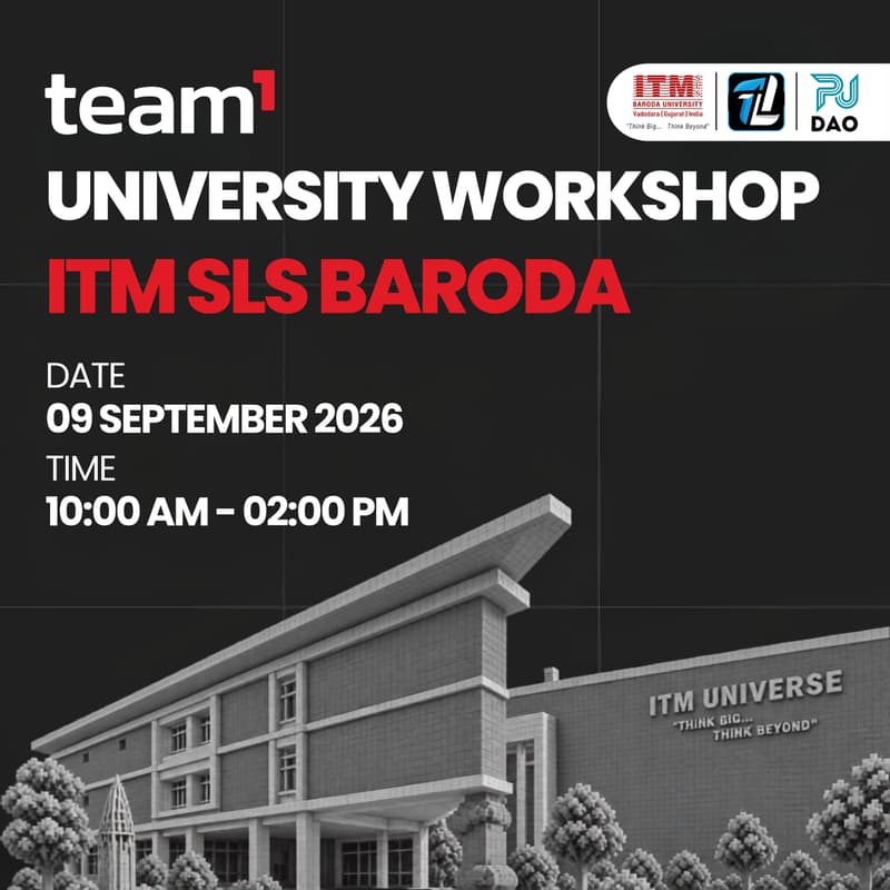 Cover Image for Team1 India University Workshop - ITM SLS BARODA 🔺