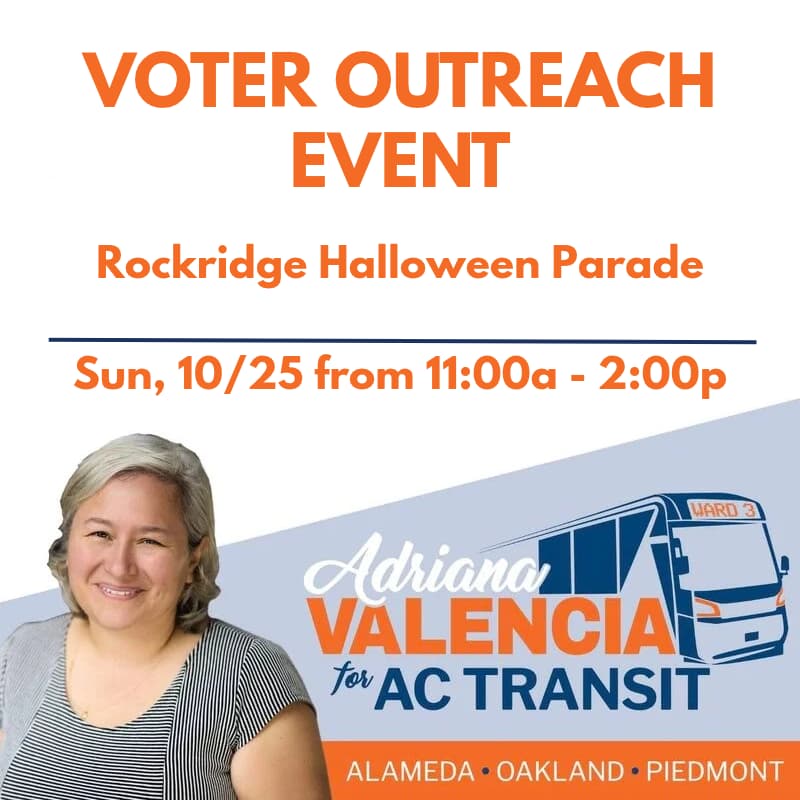 Cover Image for Voter outreach for Adriana Valencia and Yes on RTM at the Rockridge Halloween Parade