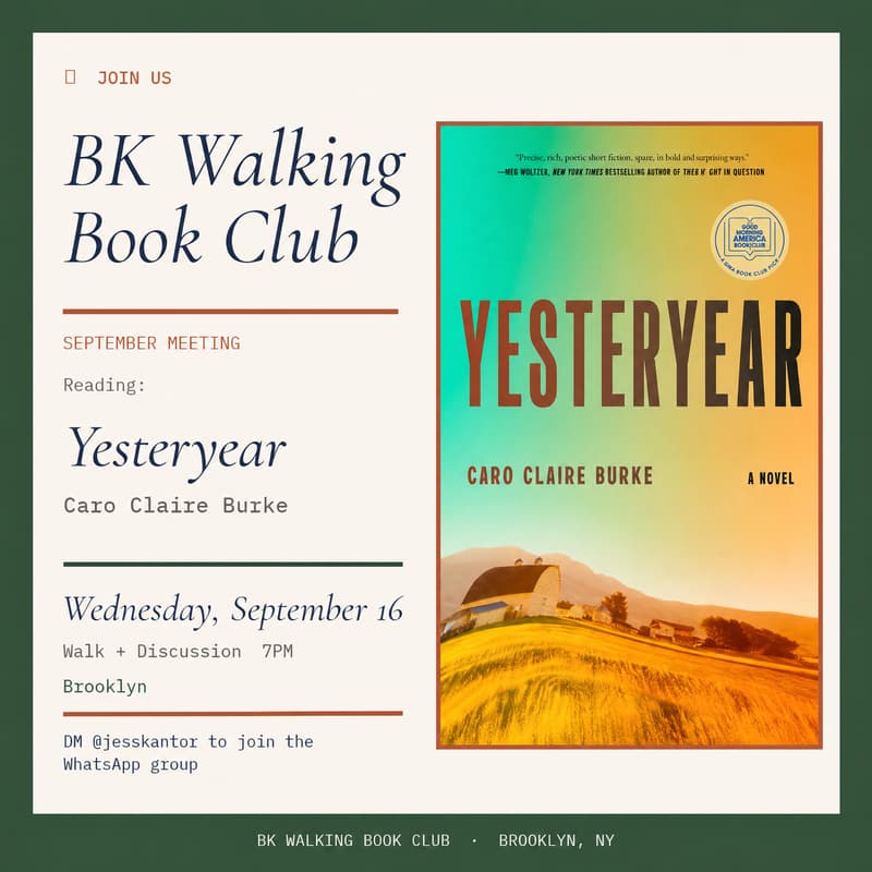 Cover Image for September BK Walking Book Club: Yesteryear