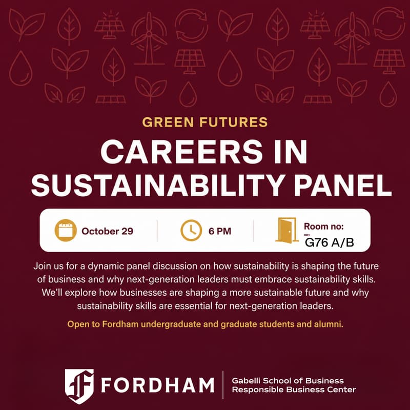 Cover Image for Careers in Sustainability Panel and Networking Reception