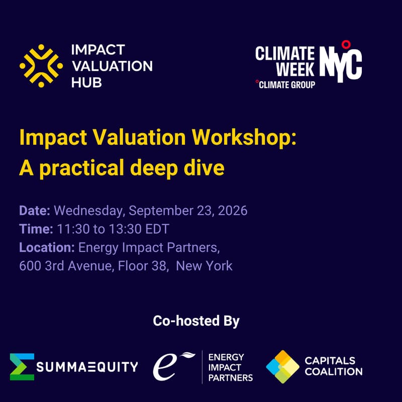 Cover Image for IV Hub x Climate Week NYC: Impact Valuation Workshop