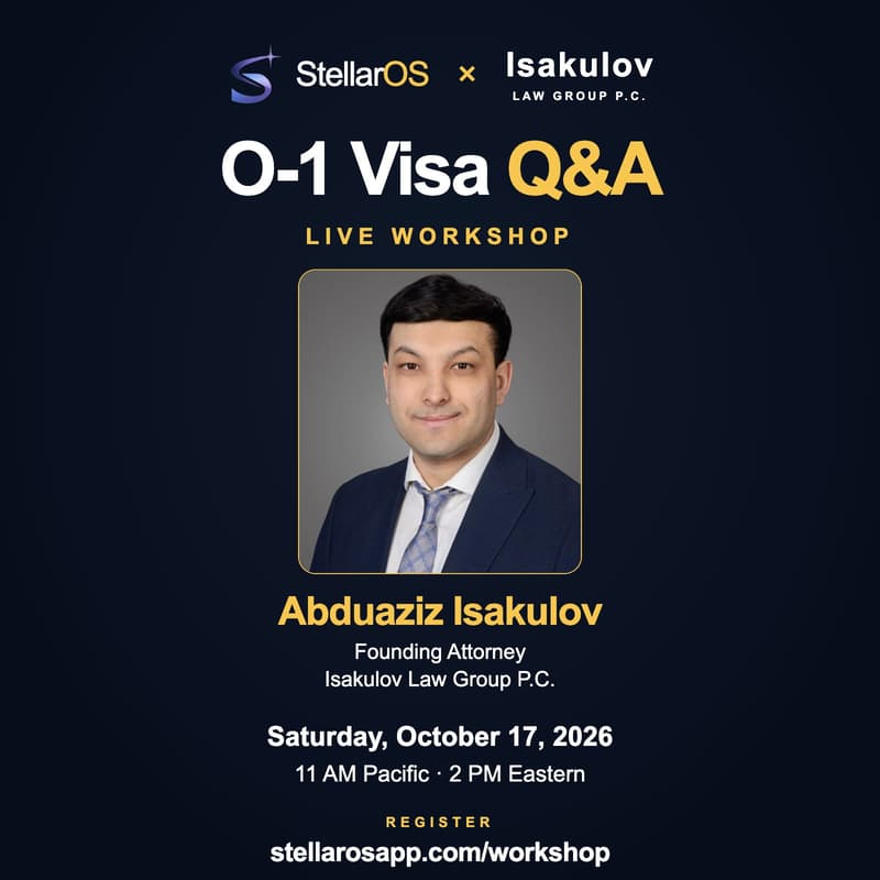 Cover Image for O-1 Visa Q&A | StellarOS × Isakulov Law Group