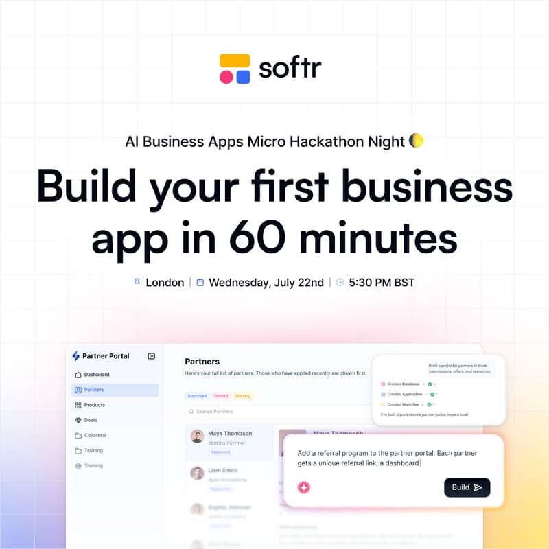 Cover Image for AI Business Apps Micro Hackathon with Softr