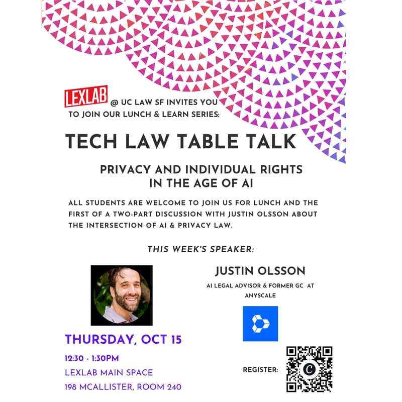Cover Image for Tech Law Table Talk: Privacy & Individual Rights in the Age of AI