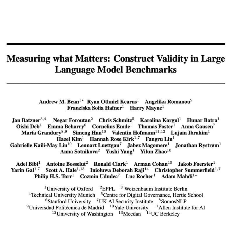 Cover Image for Frontier Tower AI Paper Reading Club - Week 21 - "Measuring what Matters: Construct Validity in Large Language Model Benchmarks"