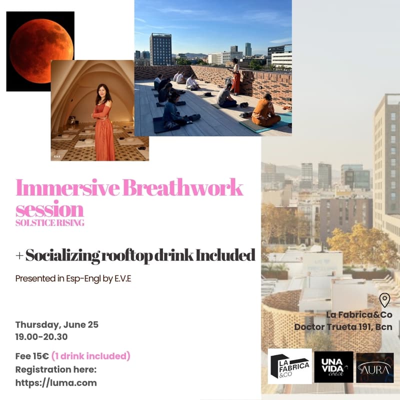 Cover Image for Terrace Immersive Breathwork Session+ Socializing rooftop drink Included ✨ SOLSTICE RISING