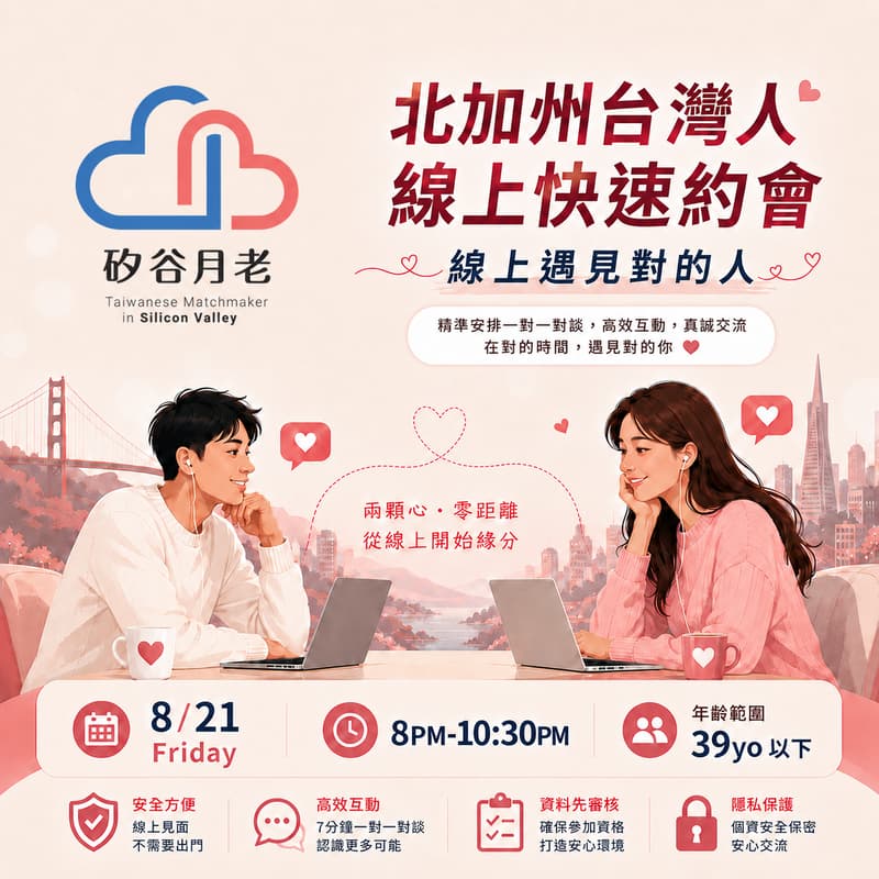 Cover Image for 北加州台灣人線上快速約會