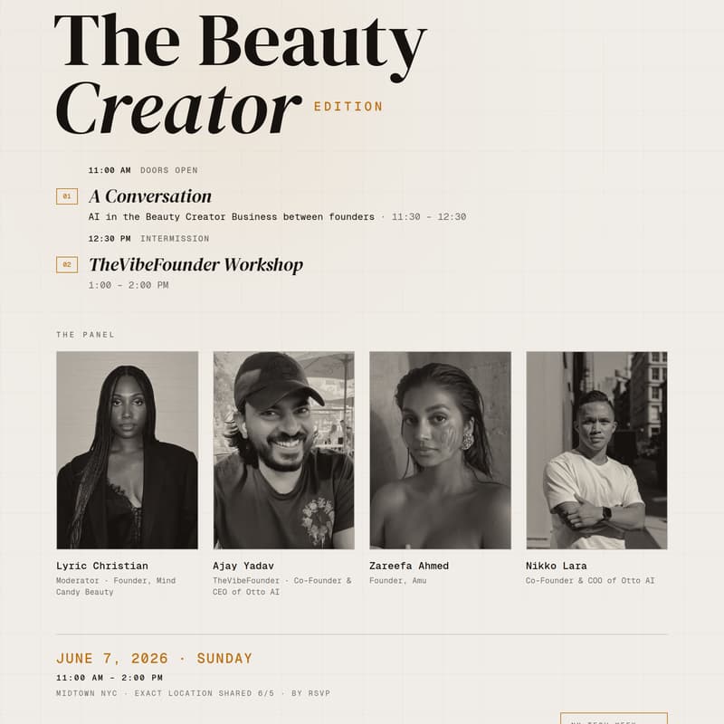 Cover Image for The Beauty Creator Edition — TheVibeFounder x The Beauty Creator · NY Tech Week