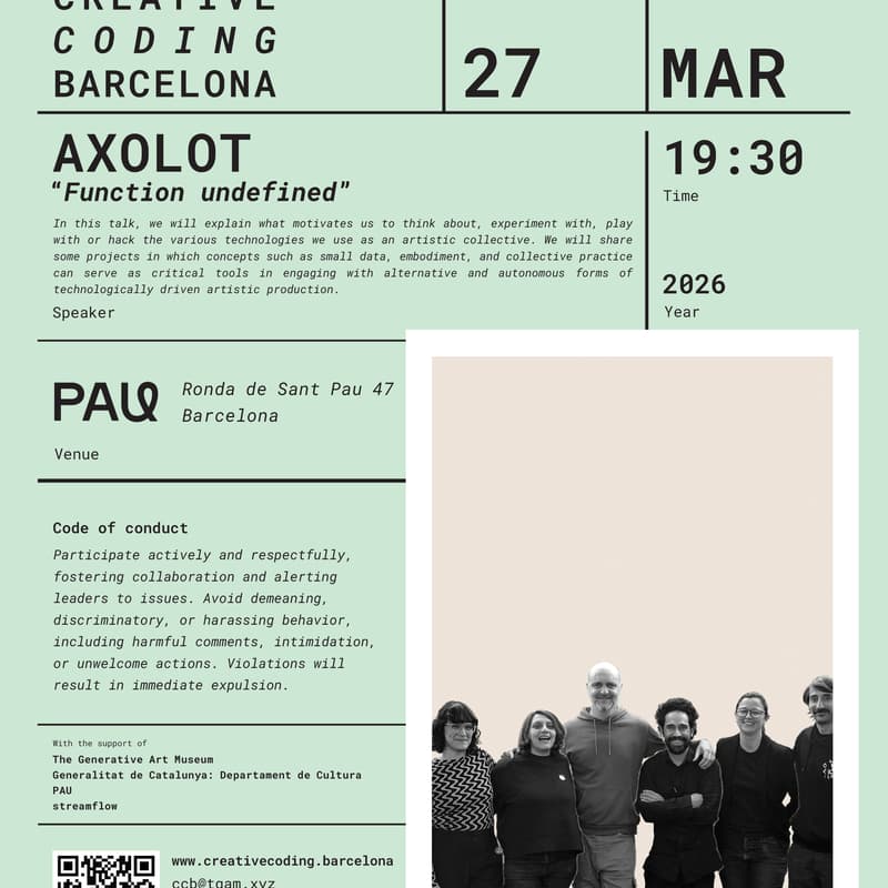 Cover Image for Creative Coding Barcelona with Axolot presents "Function undefined"